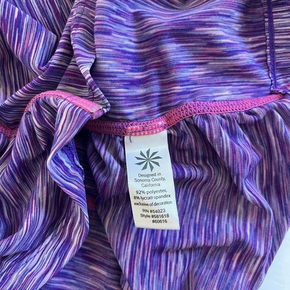Athleta Space Dye Ruched Front Athletic Tshirts Set of 2 Purple Green Size S - Picture 4 of 15
